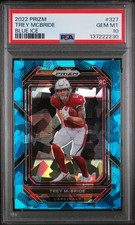 2022 PANINI PRIZM TREY MCBRIDE BLUE ICE SSP /99 ROOKIE CARD PSA 10 #327 RC