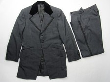 Vtg 1960 s 70's Fancy 2 Pc Tuxedo Suit Wool 35S / 28 x 26.25 Flare Leg Velvet