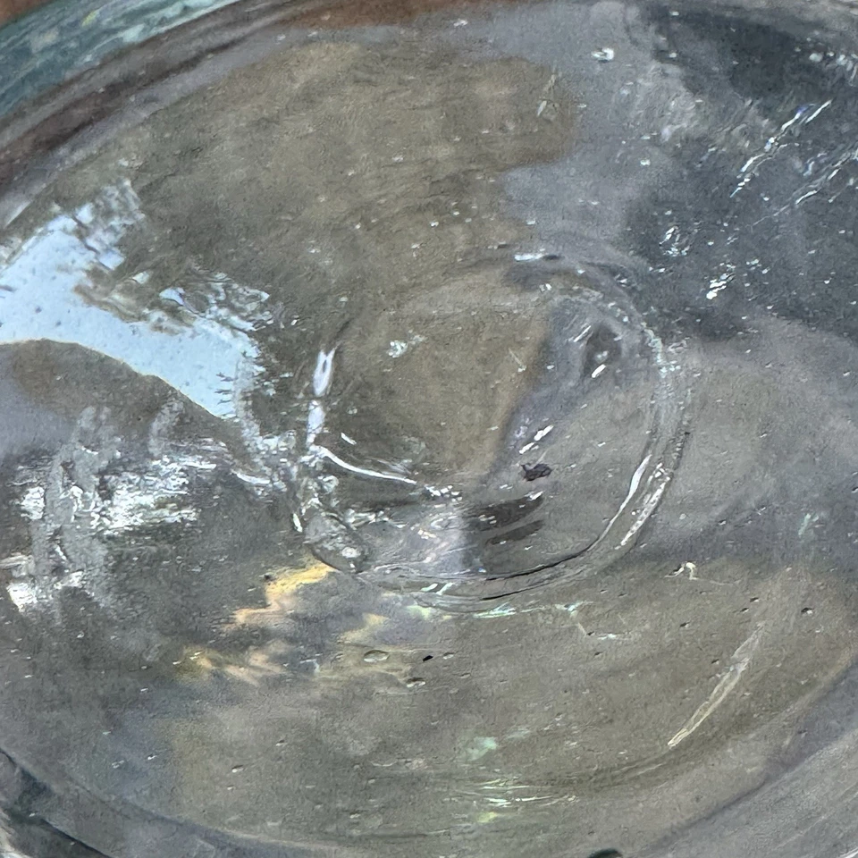Mexican Hand Blown Tumblers Clear w/Black Rim Tea Water Set of 2 - Image 4 of 4