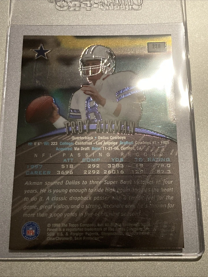1998 Topps Finest Troy Aikman# 220 Dallas Cowboys - Image 2 of 4