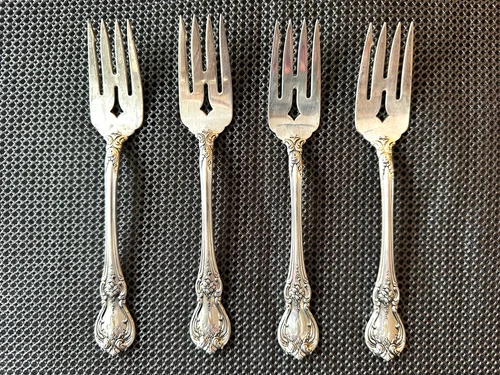 New ListingTowle Old Master Sterling Silver Salad Forks Set of 4 Monogram V