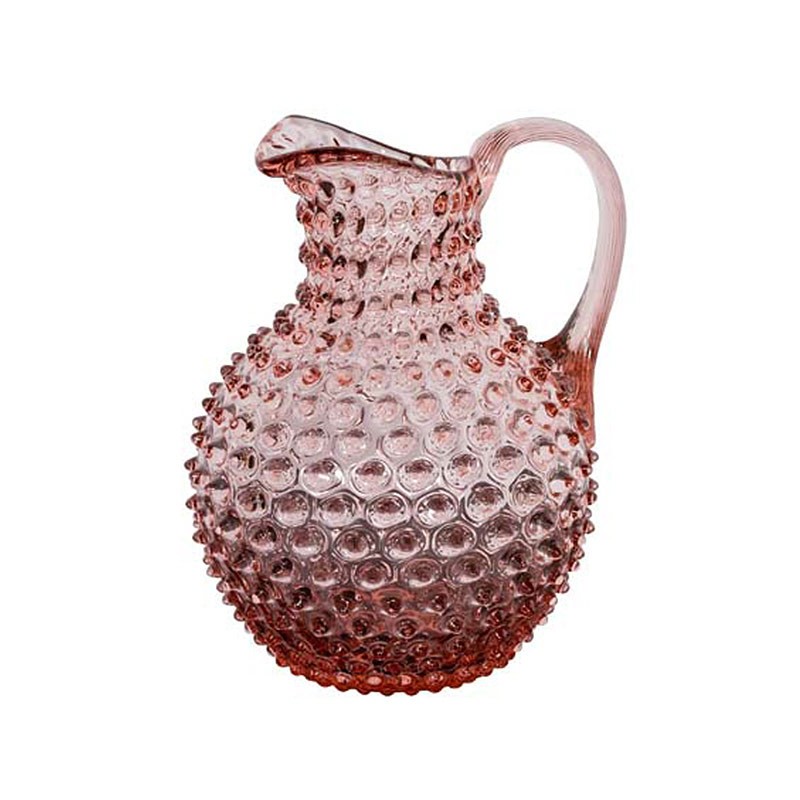 Carafe en cristal rose 2L | Pichet pointe de diamant 23x17x19cm