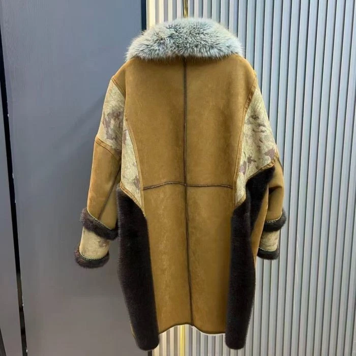 Vintage Suede & Faux Fur Coat in Mustard - Image 4 of 4