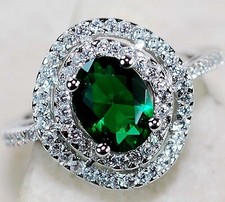 2CT Treated Emerald  Topaz 925 Solid Sterling Silver Ring Jewelry Sz 7