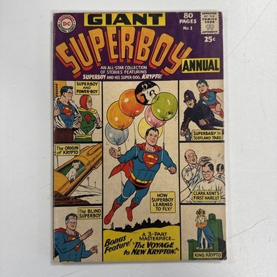 Superboy Giant Annual #1 1964 VG Pence Stamp