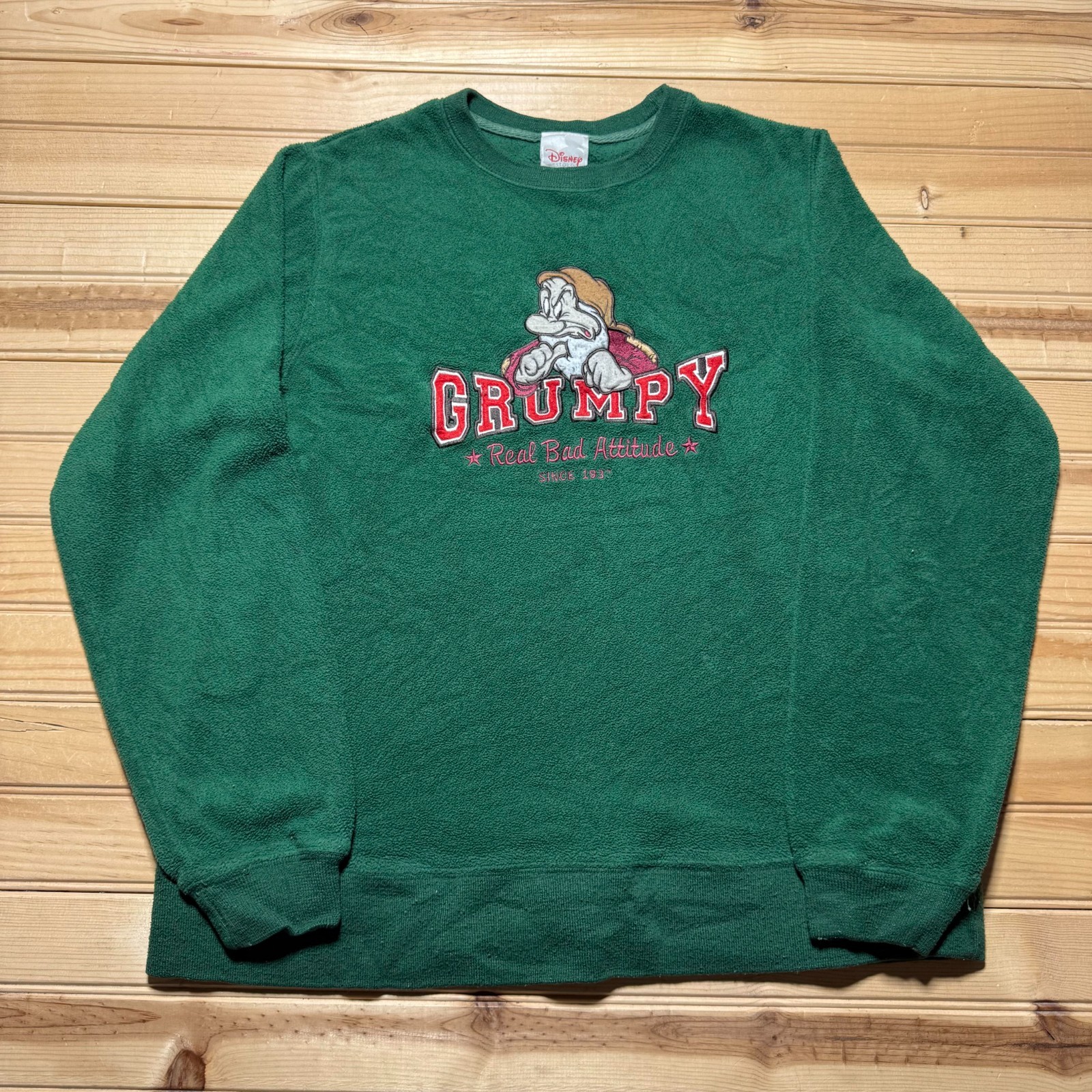 Vintage 90s Disney Grumpy Dwarf Embroidered Fleece Souvenir Sweatshirt - Small