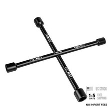14" Heavy Duty Universal Lug Wrench, 4-Way Cross Wrench 14 Inch Black