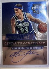2014 Panini Totally Certified Competitor On Card Auto Christian Laettner /49