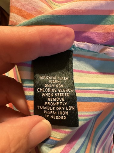 Camicetta Ralph Lauren con bottoni taglia 1X stemma ricamato righe multicolore - Foto 5 di 8