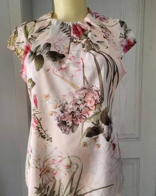wNEU Comma Damen Bluse Shirt Blusenshirt Satinbluse Rose Gr. 34 36 Rosenmuster