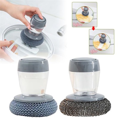 Kitchen Soap Dispensing Palm Brush Cleaner Push-type Brush Kitchen Detergent Too