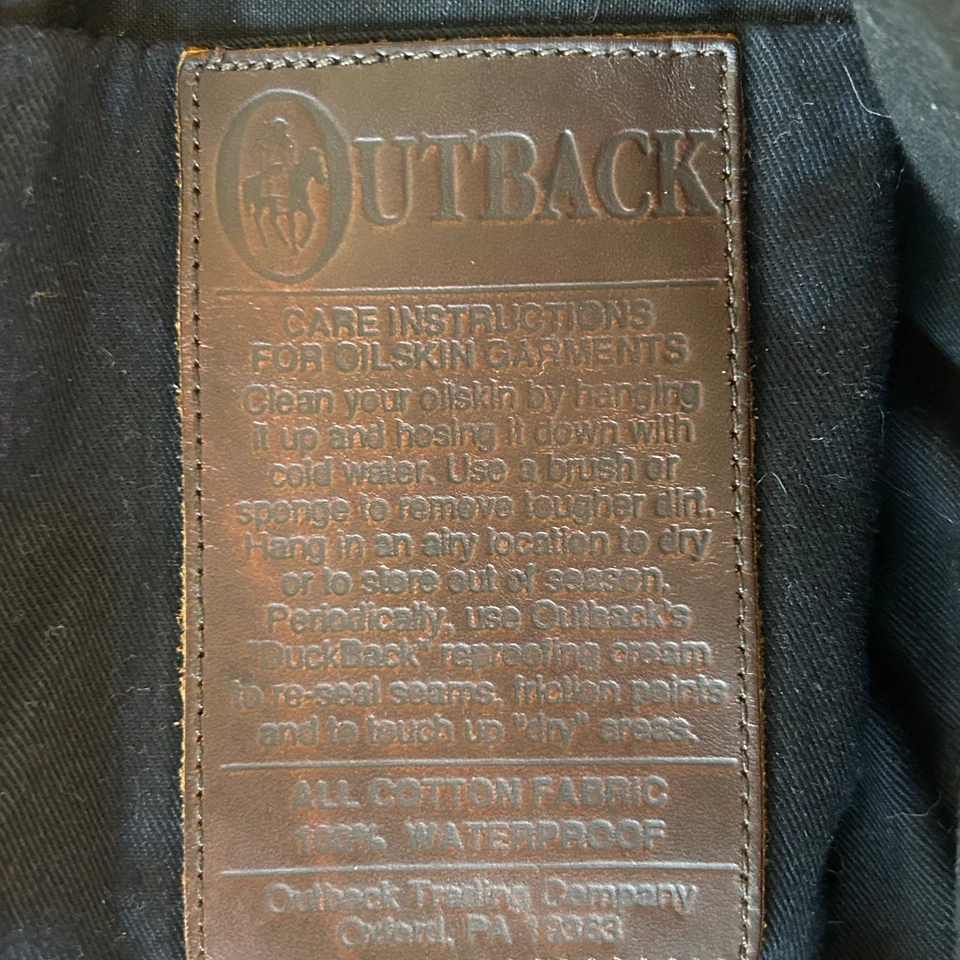 Australian Outback Black Oilskin Waxed Cotton Duster Riding Coat Size Medium - Image 4 of 4