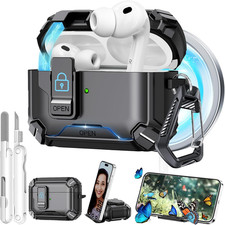 for Airpods Pro 3 Case 2025 , with Safety Lock  Phone Stand for Apple Airpods