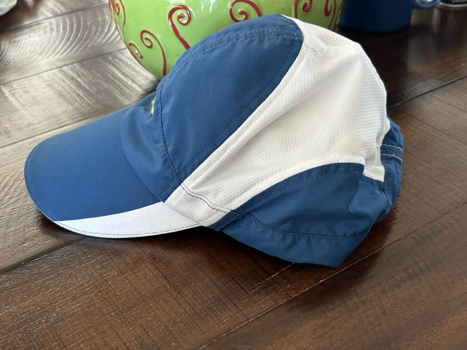 Nike Featherlight Tailwind Hat Blue White Dri Fit 7 Panel Running Neon Vintage - Image 3 of 4
