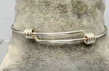 Sterling Silver Bangle Bracelet w/Heart Charm-7.75"