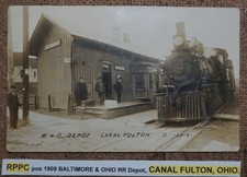 RPPC pos 1909 BALTIMORE & OHIO RR Depot, CANAL FULTON, OHIO. REAL PHOTO POSTCARD