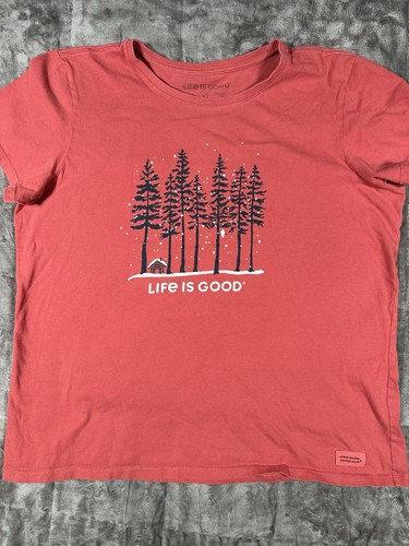 Life Is Good XL Red Nature Graphic Logo Knit Crew Neck Short Sleeve T-Shirt