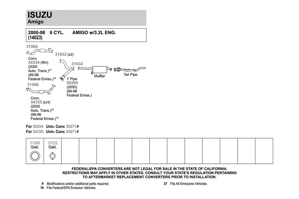 For Isuzu Rodeo 1998-2004 Walker 50200 Aluminized Steel Exhaust Y-Pipe - Imagem 2 de 4