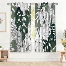 42 x 63 Inch Tropical Plant Bedroom Curtains Palm Leaf Light Filter Summer De...