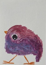 ACEO Original Painting, Bird Impressionism Oil Art, Emmer Plaxe, Animal Abstract