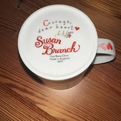 Susan Branch Mug ''Courage, Dear Heart'' CS Lewis Fine Bone China Made in England