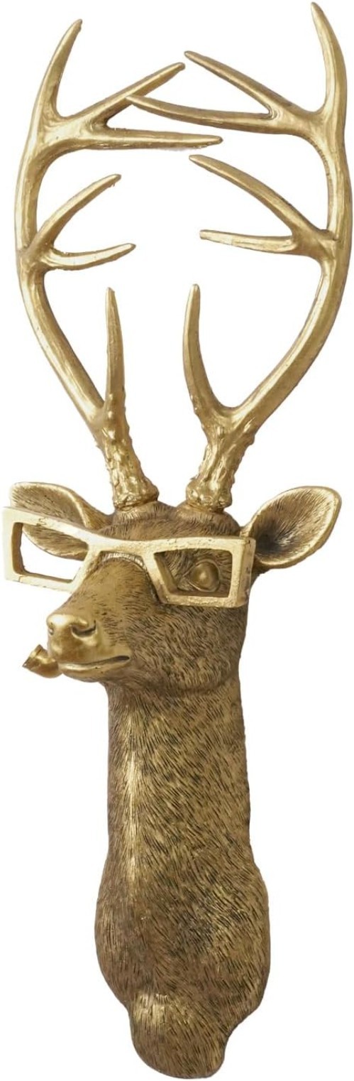 Unique Faux Deer Head Mount - Rustic Resin Wall Art for Home Aesthetics