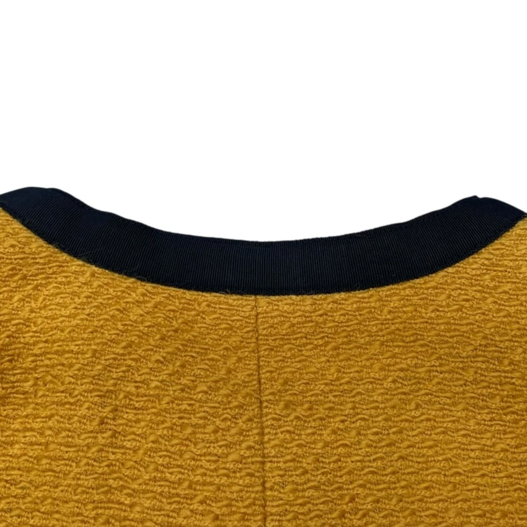 Giacca Chanel vintage senza colletto tweed giallo cotone donna