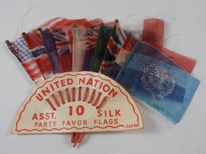 Vintage 1940s United Nations Silk Flags Party Favor Toothpicks Made in Japan