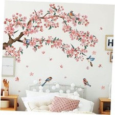 Pink Flower Wall Stickers, 39"x 46" Removable DIY Romantic Blossom Tree Peach
