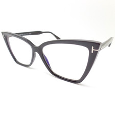 Tom Ford FT 5844 B 001 Gloss Black 55mm Blue Block New Authentic Frames