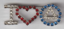 I Love Alcoholics Anonymous rhinestone brooch...