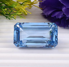 Brazilian Natural 14 Ct Blue Aquamarine Emerald Cut Loose Gemstone GIE Certified