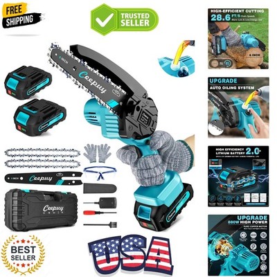 Mini Chainsaw Cordless,6 Inch Portable Electric Chain Saw, Automatic Oiler, B...