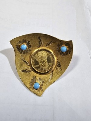 18K Yellow Gold Coin/Pin Del Cacique MARA de VENEZUELA del Siglo 16 En oro 18 k