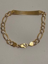 10K Gold Solid Men's ID Bracelet Two Tone ,Link 8 9.7g MSRP 1150