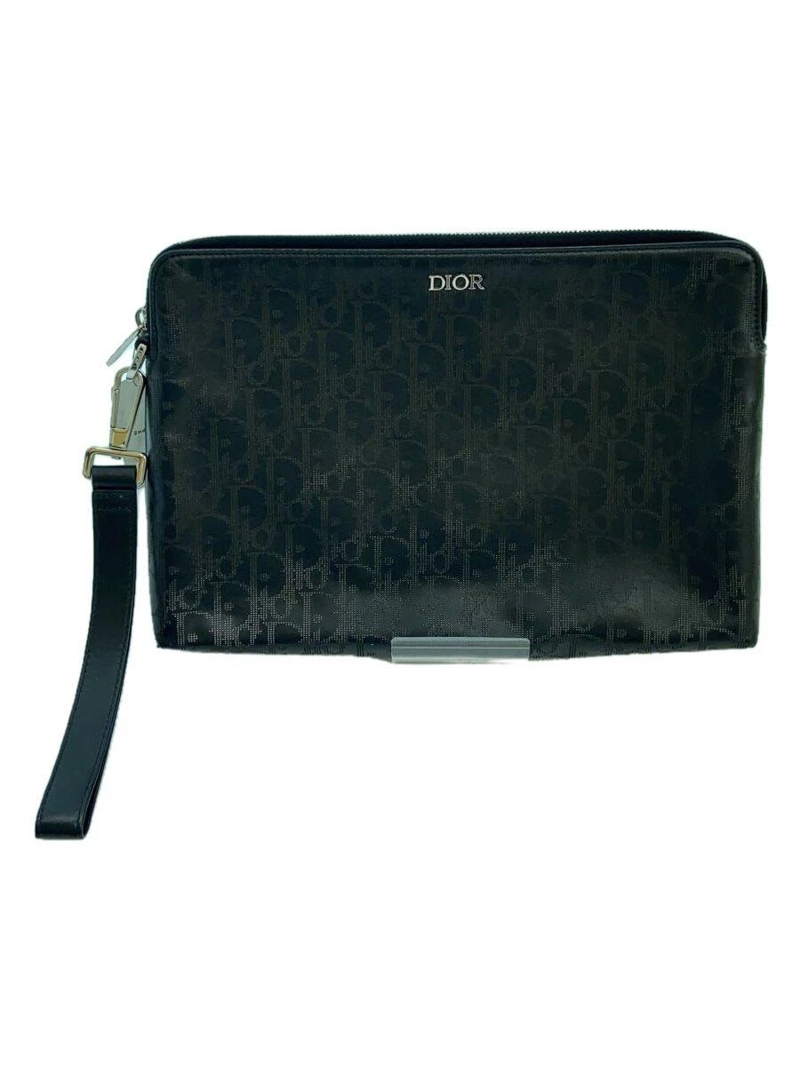Sac pochette Christian Dior autre oblique cuir noir motif total occasion