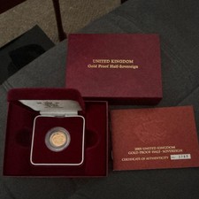2005 United Kingdom Gold Proof Half-Sovereign Coin in Box, Cert No. 2787