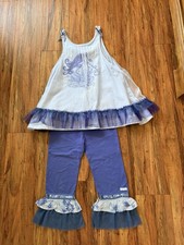 NAARTJIE Girl’s Purple Lavender Cotton Mermaid Tunic Top Pants Set Sz. XXXXL(10)