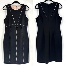 Calvin Klein Scuba Material Black Sheath Dress Laser Cutout Women Size 12