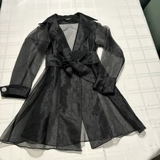 Collections Mesh Coat sheer sexy dominatrix wrap belted Collared Cuffed Sleeve