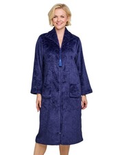 Ladies Supersoft Embossed Zip Dressing Gown with Tassel Zip Pull & Pockets by