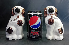 Charming Pair Miniature Antique Staffordshire Copper Lustre Wally Dogs