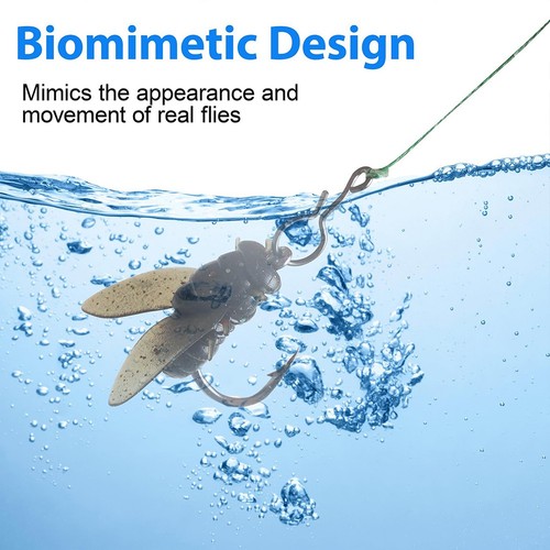 Esche da pesca a mosca mosche in silicone realistiche 20 pezzi con ultra gancio per carpa - Foto 4 di 34