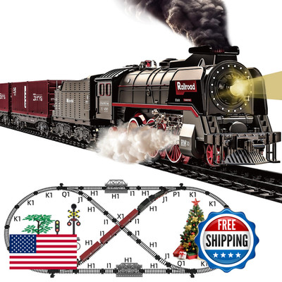 Hitish Train Set For Kids Electric Train Toys Realistic Light Sounds Smoke