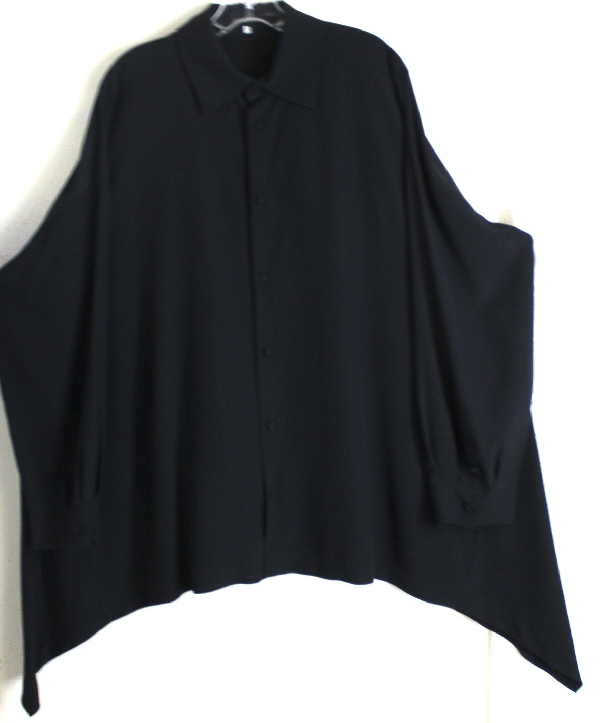 New Eskandar Sz 2 Black Silk Gorgeous 32-38" Long FLowing Silk TUNIC TOP