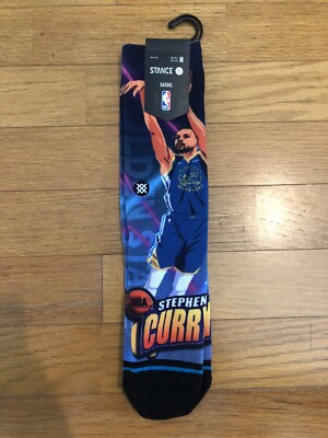 New M 6-8.5 Stance Steph Curry Golden State Warriors Fast Break Crew Socks Men's