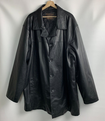 Arizona Jean Co. Jacket Black Faux Leather Collared Buttons