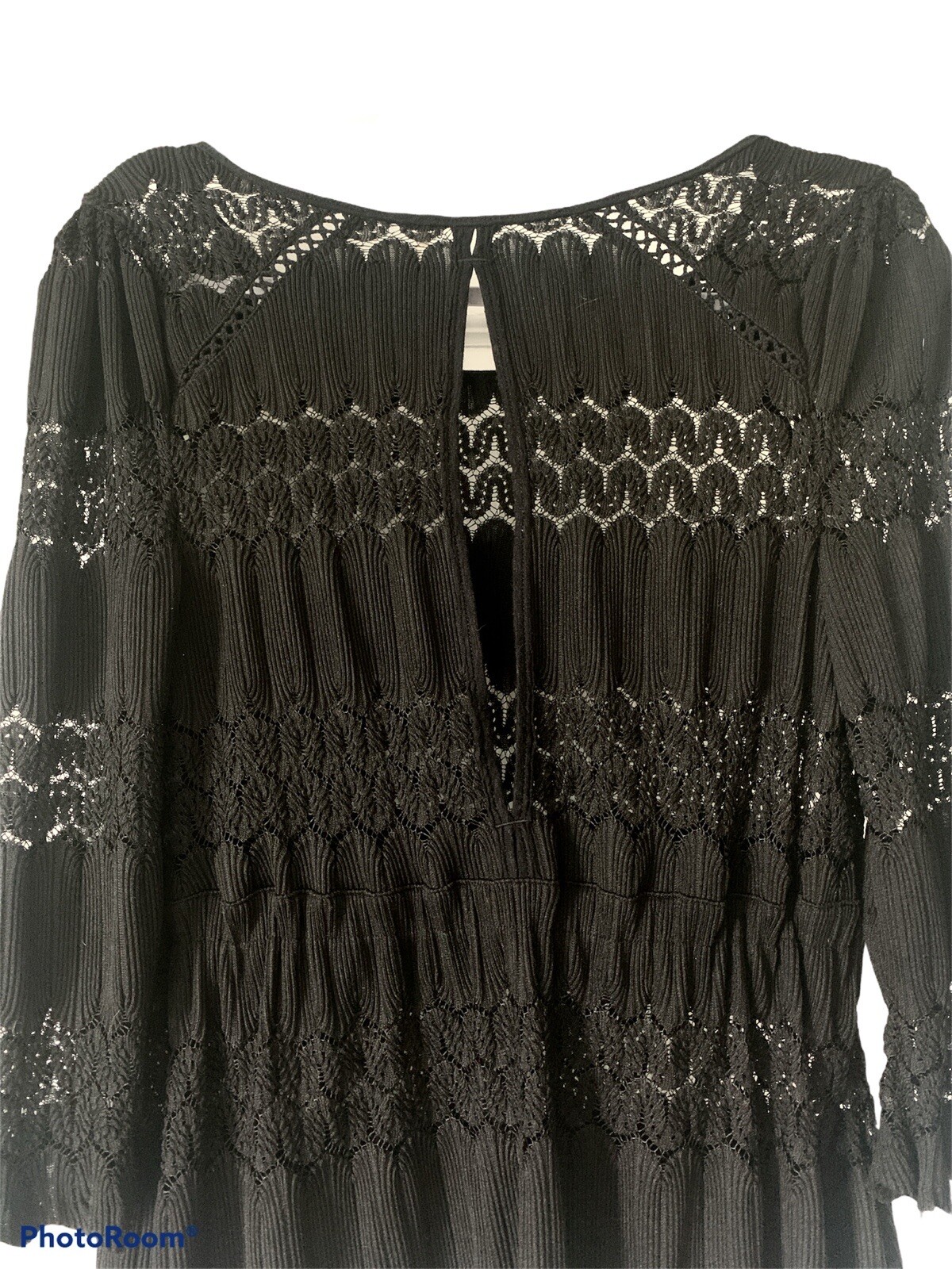 Free People Black Lace Boho Tie Top - image 4