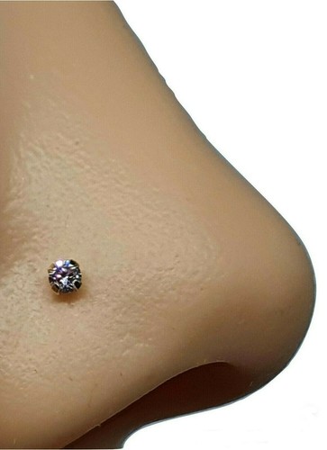Topazio rosa oro naso Stud 1,5 mm cristallo 9k oro giallo 22 g (0,6 mm)... - Foto 4 di 12