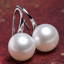 Genuine 7-12mm Natural White Freshwater Cultured Pearl Silver Hook Earrings